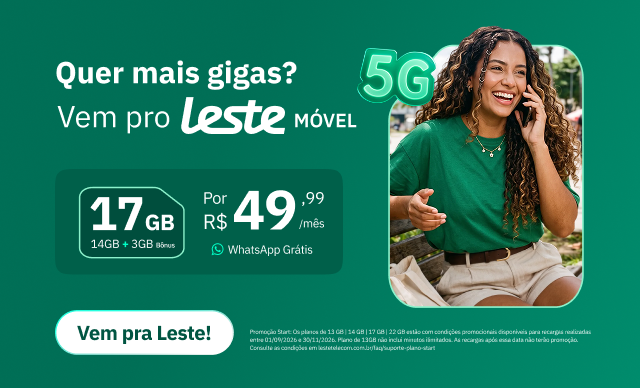 Leste Móvel: plano de 17 GB por R$ 49,99 por mês